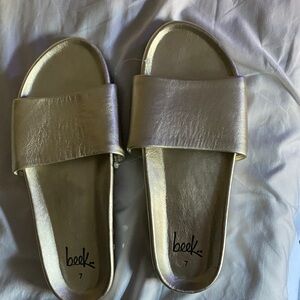 Beek Metallic silver Slide Sandals